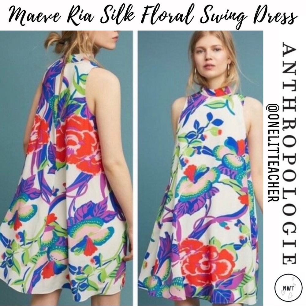 NWT Anthropologie Maeve Ria Silk Floral Dress
